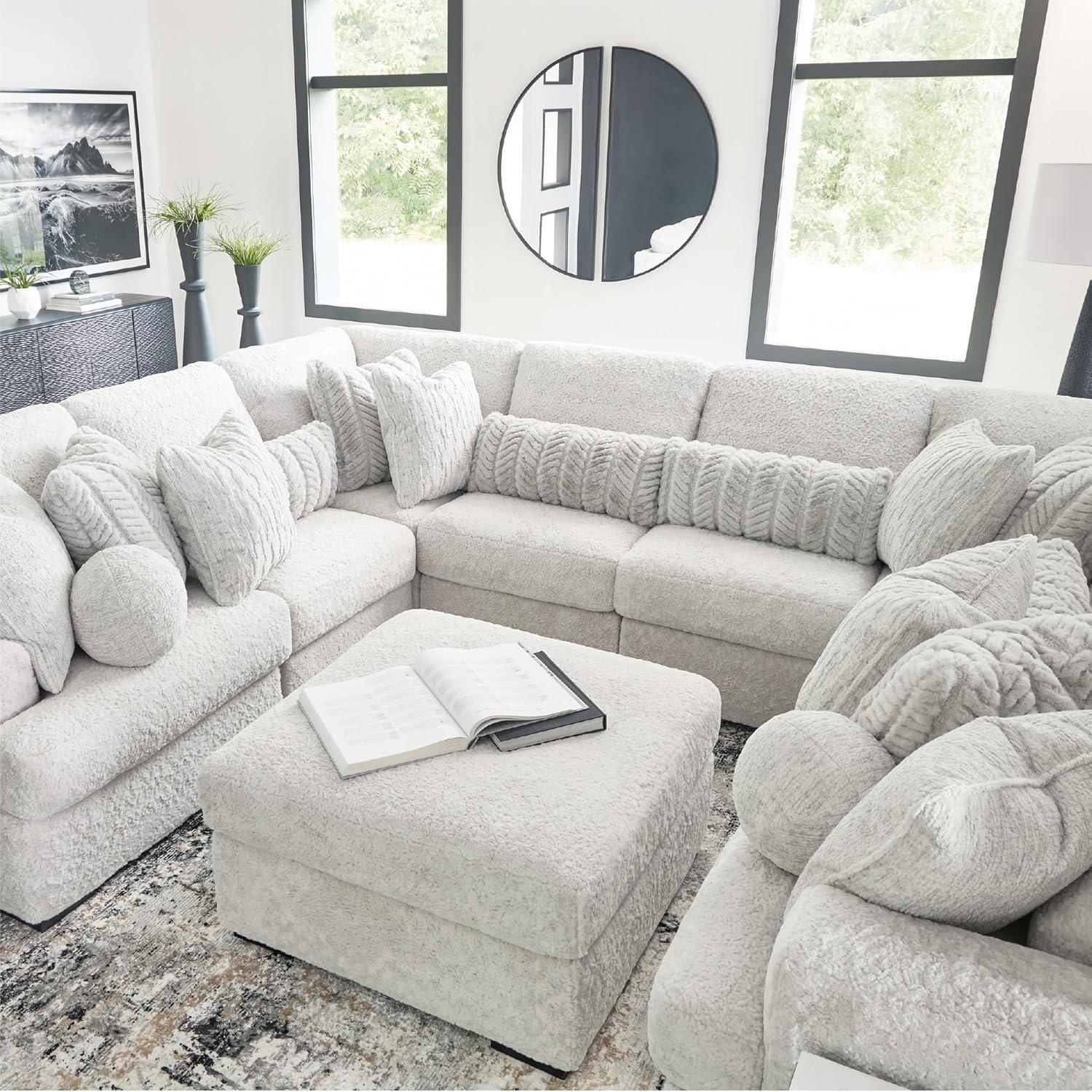 imageSignature Design by Ashley Snodoodle Straight Contemporary 3Piece Sectional with Removable Cushion and Reversible Cushion White10Piece Sectional