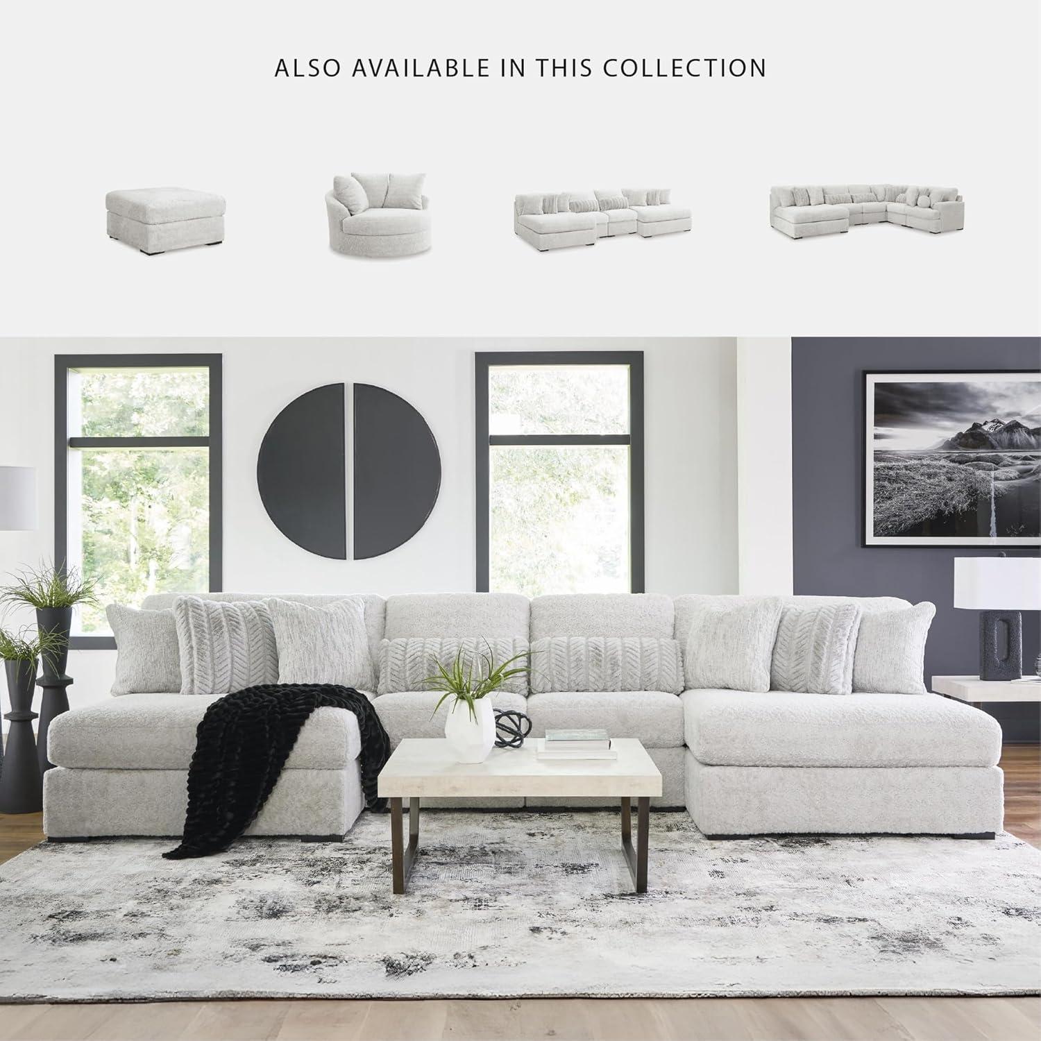 imageSignature Design by Ashley Snodoodle Straight Contemporary 3Piece Sectional with Removable Cushion and Reversible Cushion White2Piece Sectional