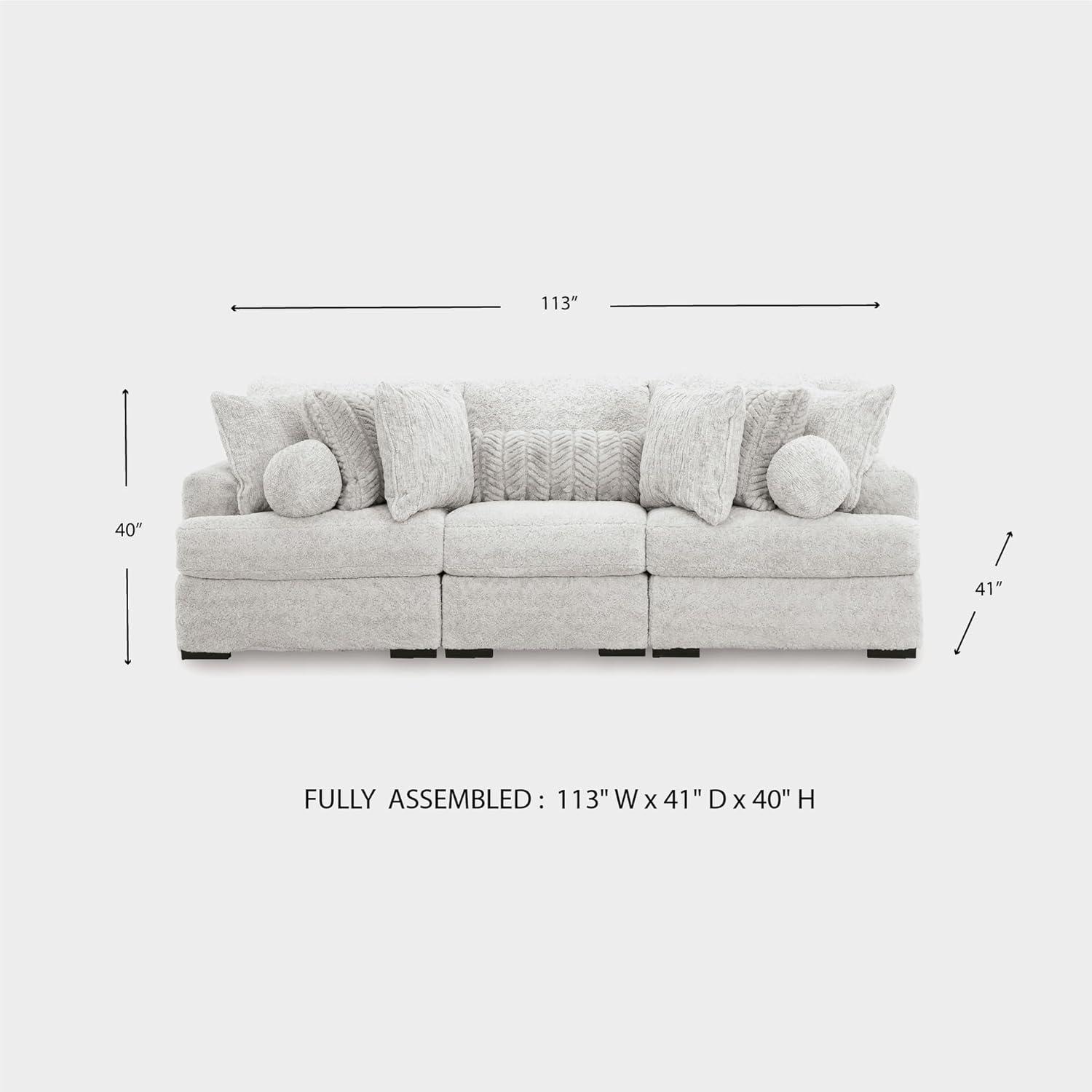 imageSignature Design by Ashley Snodoodle Straight Contemporary 3Piece Sectional with Removable Cushion and Reversible Cushion White3Piece Sectional