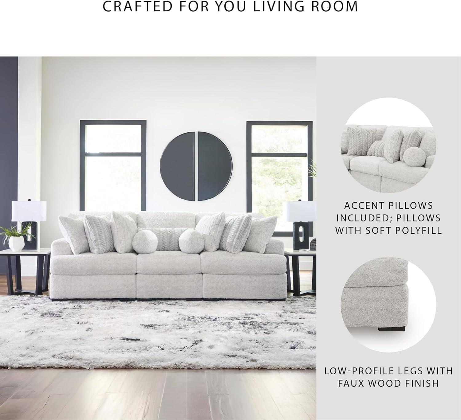 imageSignature Design by Ashley Snodoodle Straight Contemporary 3Piece Sectional with Removable Cushion and Reversible Cushion White3Piece Sectional