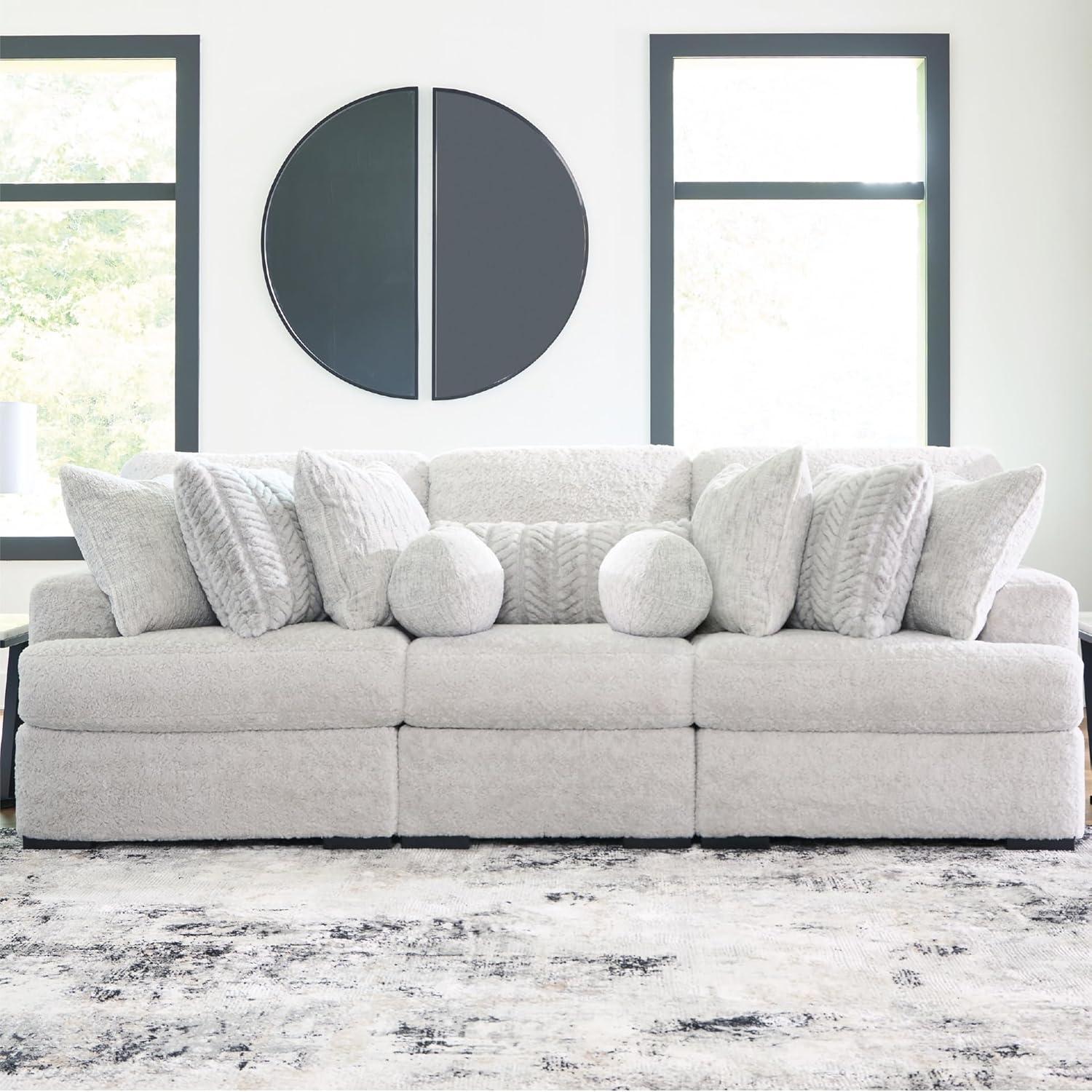 imageSignature Design by Ashley Snodoodle Straight Contemporary 3Piece Sectional with Removable Cushion and Reversible Cushion White3Piece Sectional