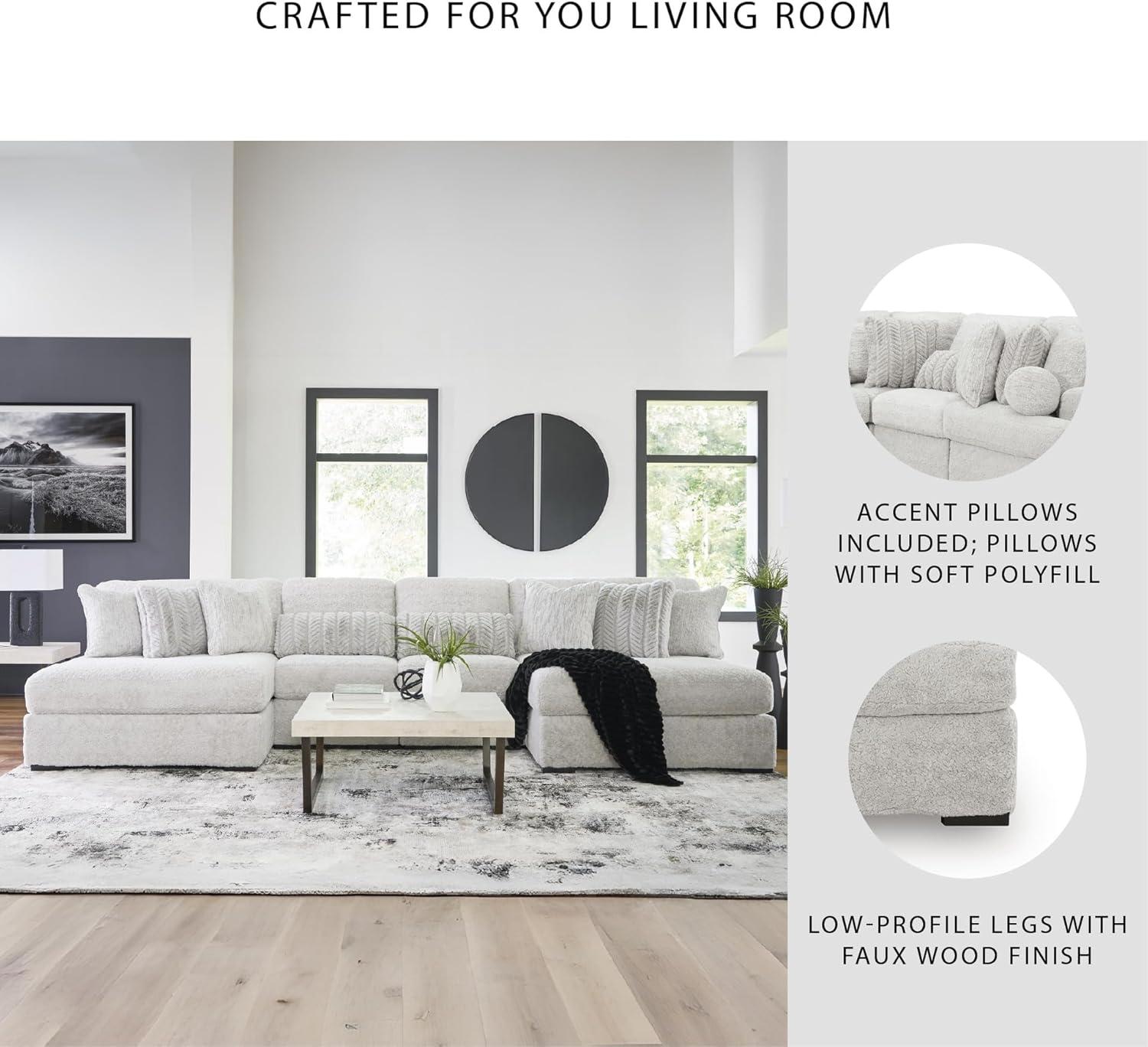 imageSignature Design by Ashley Snodoodle Straight Contemporary 3Piece Sectional with Removable Cushion and Reversible Cushion White4Piece Sectional with Chaise