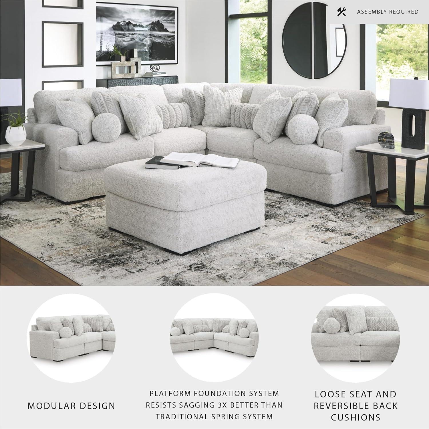imageSignature Design by Ashley Snodoodle Straight Contemporary 3Piece Sectional with Removable Cushion and Reversible Cushion White5Piece Sectional
