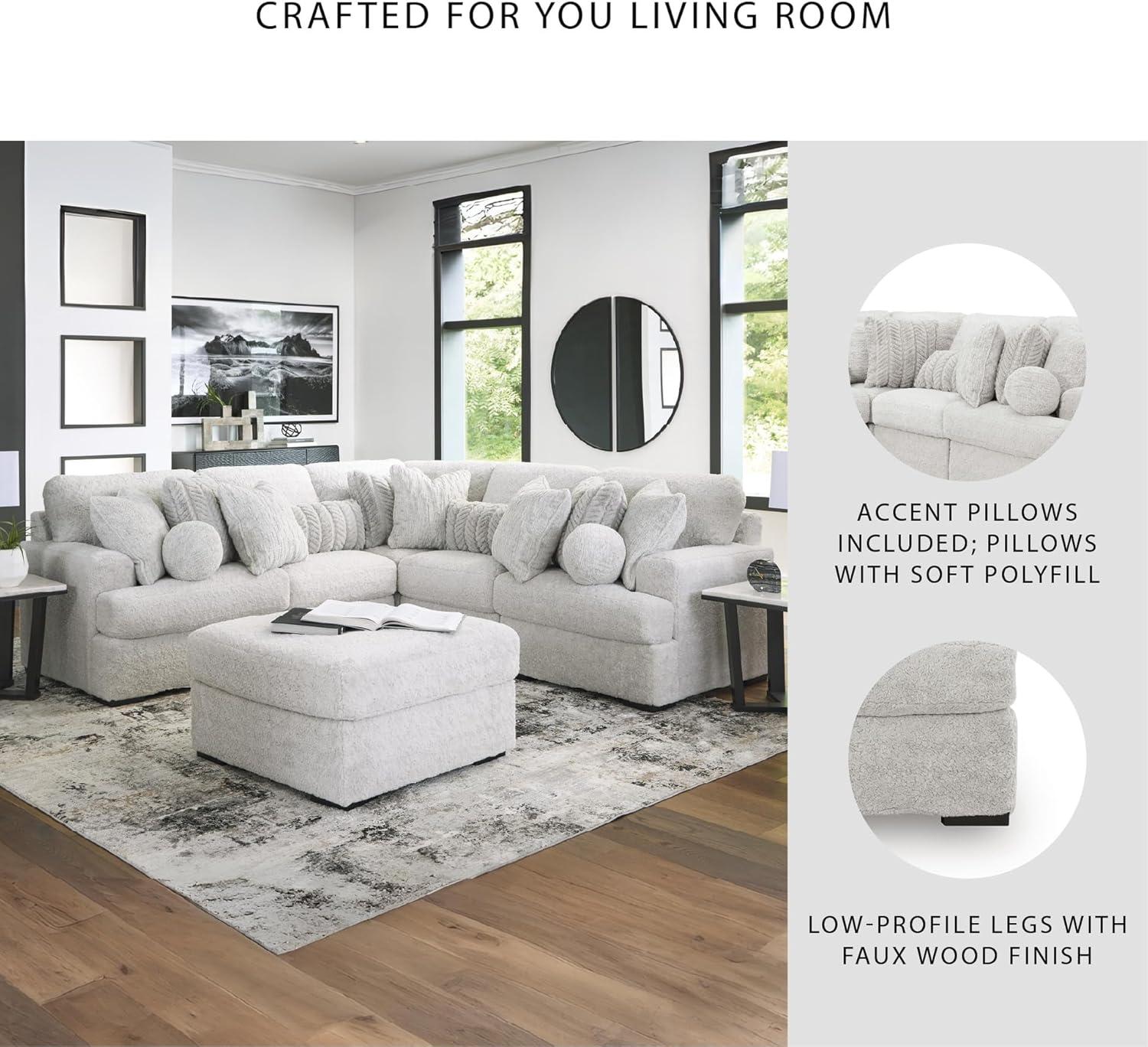 imageSignature Design by Ashley Snodoodle Straight Contemporary 3Piece Sectional with Removable Cushion and Reversible Cushion White5Piece Sectional