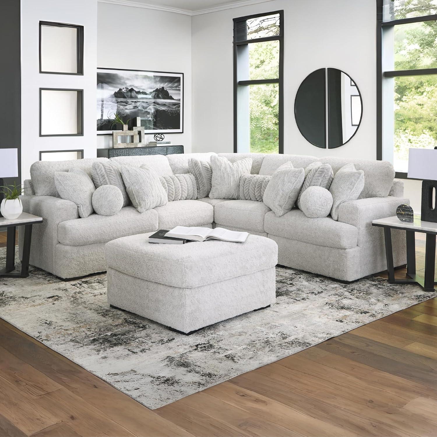 imageSignature Design by Ashley Snodoodle Straight Contemporary 3Piece Sectional with Removable Cushion and Reversible Cushion White5Piece Sectional