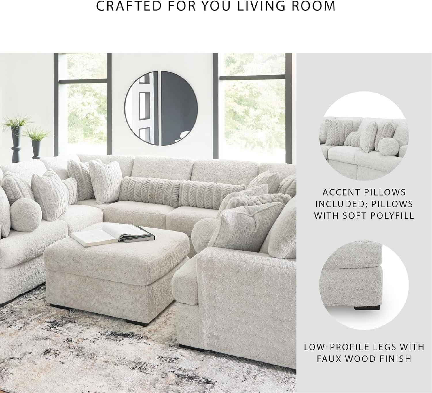 imageSignature Design by Ashley Snodoodle Straight Contemporary 3Piece Sectional with Removable Cushion and Reversible Cushion White8Piece Sectional