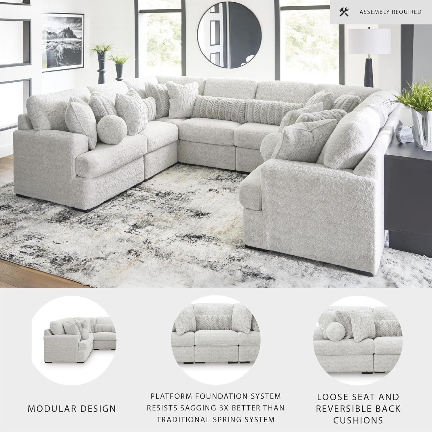 imageSignature Design by Ashley Snodoodle Straight Contemporary 3Piece Sectional with Removable Cushion and Reversible Cushion White8Piece Sectional