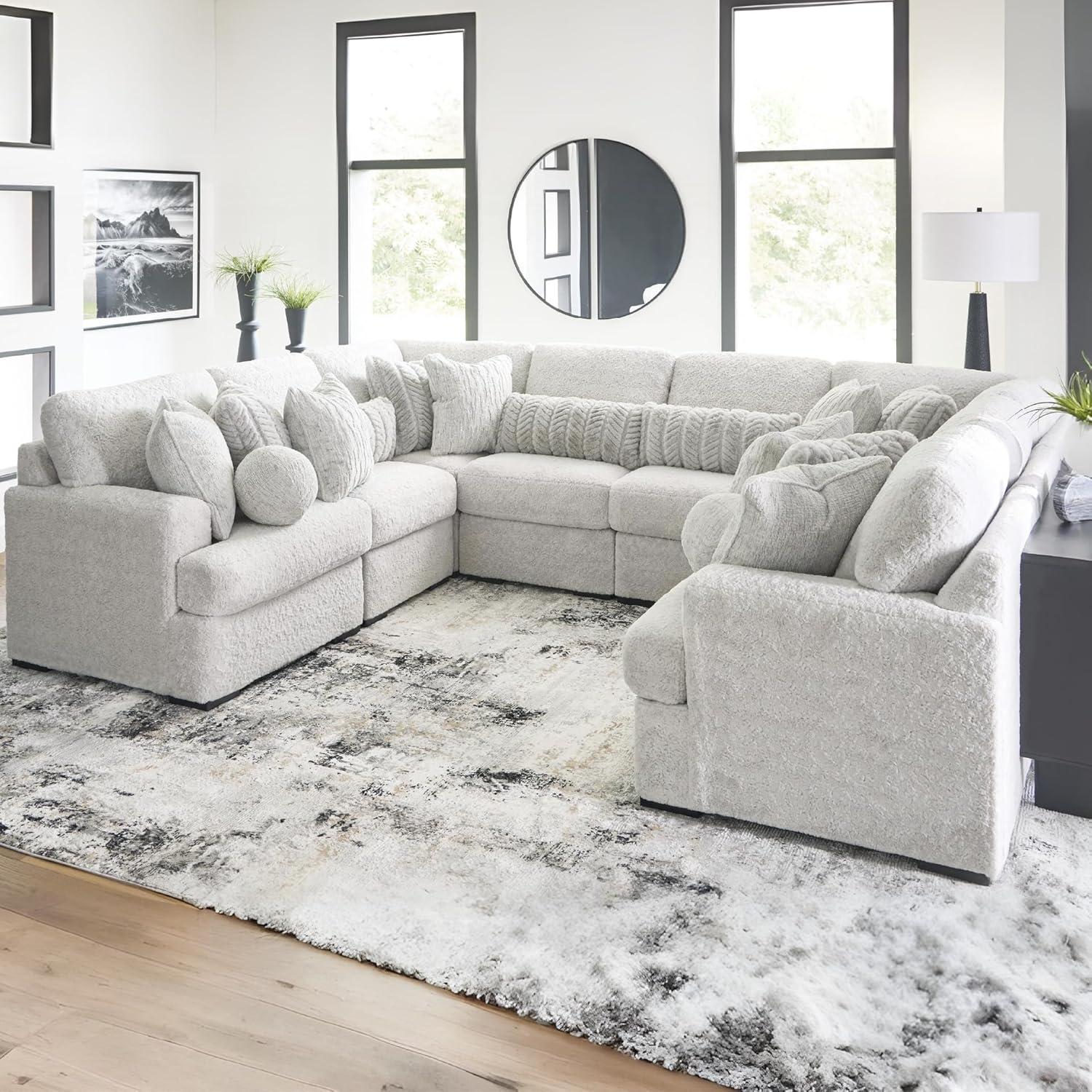 imageSignature Design by Ashley Snodoodle Straight Contemporary 3Piece Sectional with Removable Cushion and Reversible Cushion White8Piece Sectional