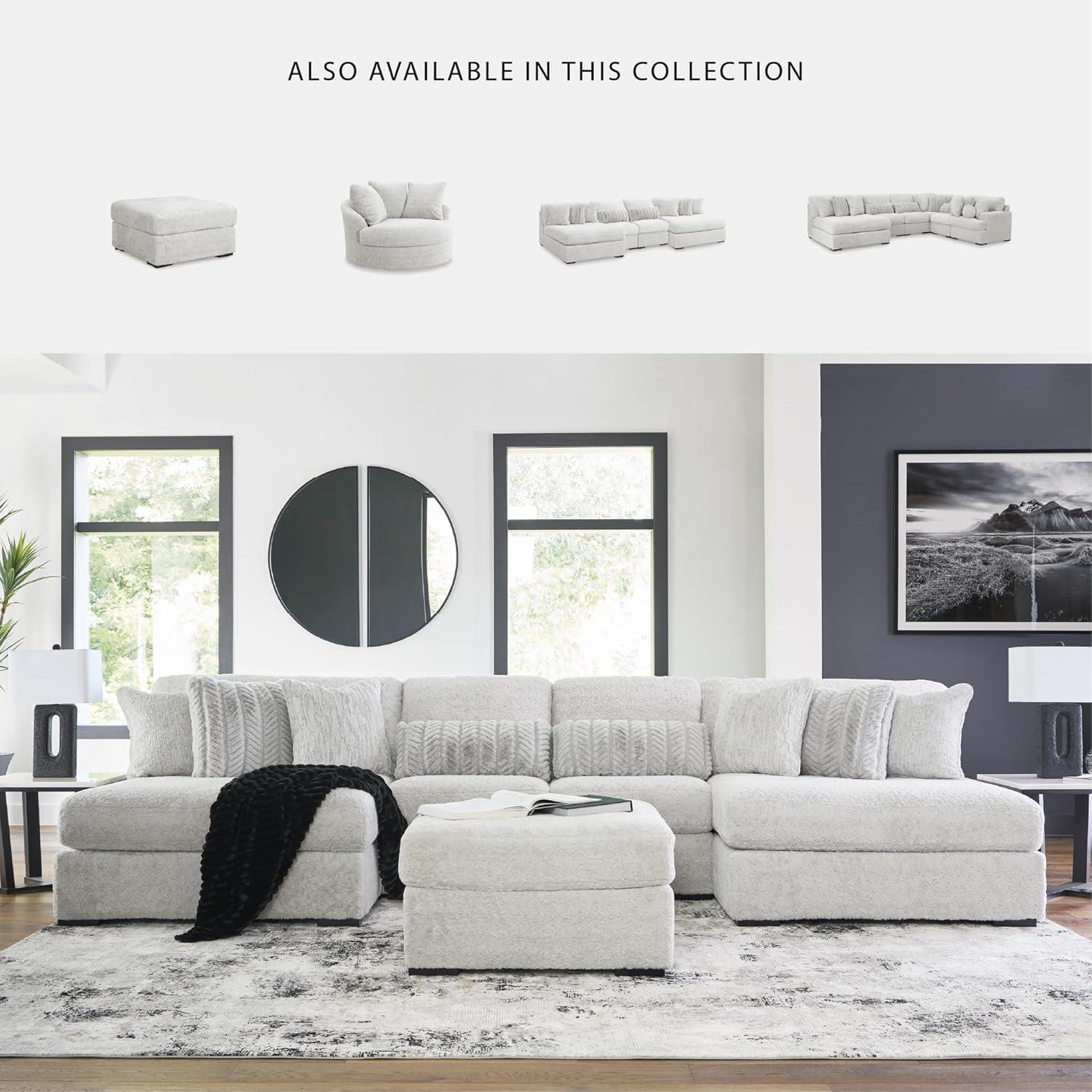 imageSignature Design by Ashley Snodoodle Straight Contemporary 3Piece Sectional with Removable Cushion and Reversible Cushion WhiteLeft Hand 3Piece Sectional with Chaise