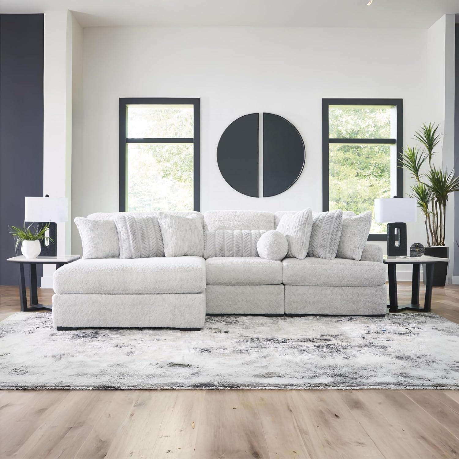 imageSignature Design by Ashley Snodoodle Straight Contemporary 3Piece Sectional with Removable Cushion and Reversible Cushion WhiteLeft Hand 3Piece Sectional with Chaise