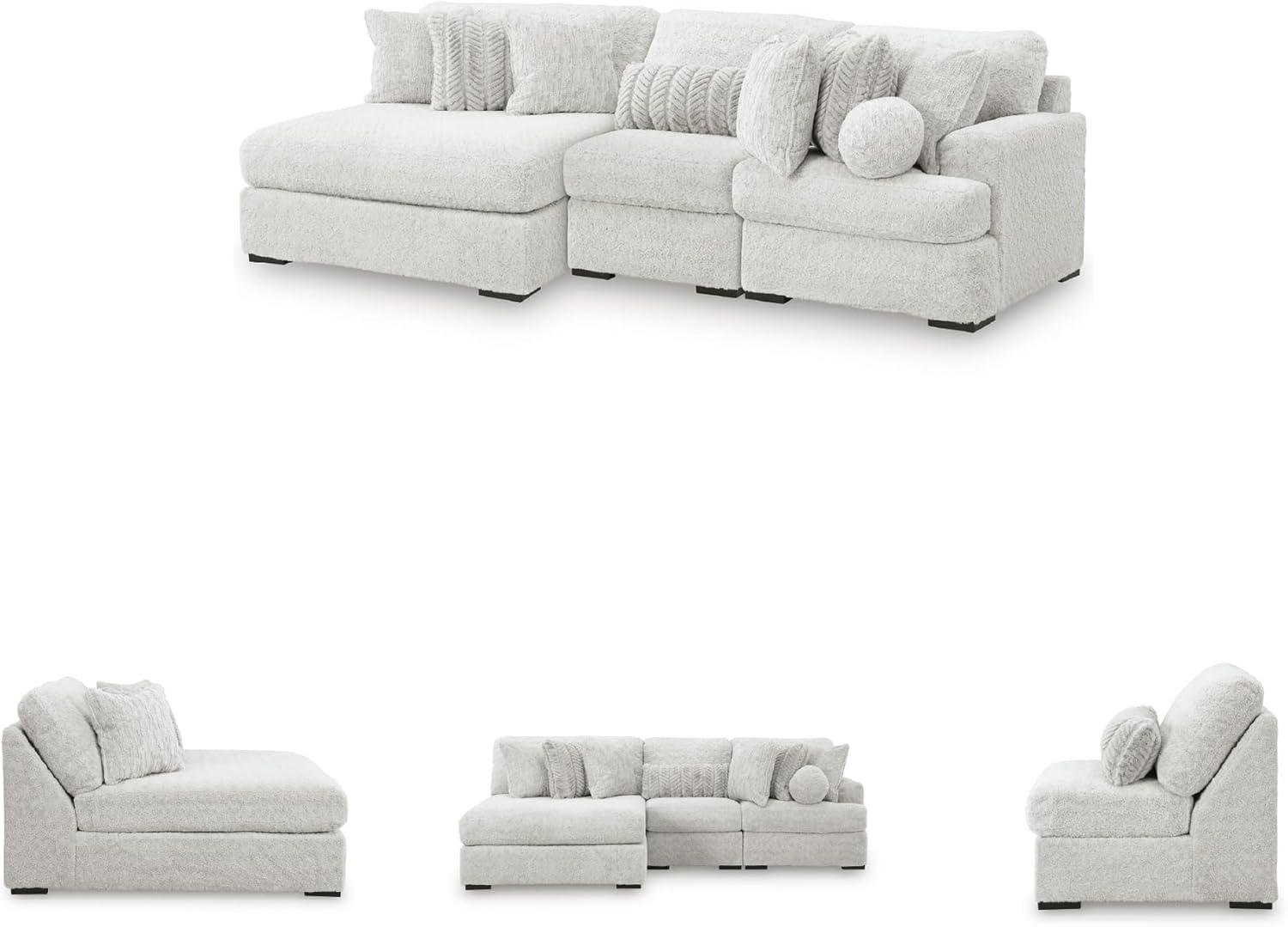 imageSignature Design by Ashley Snodoodle Straight Contemporary 3Piece Sectional with Removable Cushion and Reversible Cushion WhiteLeft Hand 3Piece Sectional with Chaise