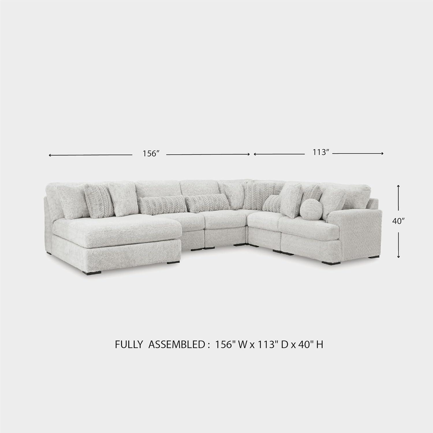 imageSignature Design by Ashley Snodoodle Straight Contemporary 3Piece Sectional with Removable Cushion and Reversible Cushion WhiteLeft Hand 6Piece Sectional with Chaise