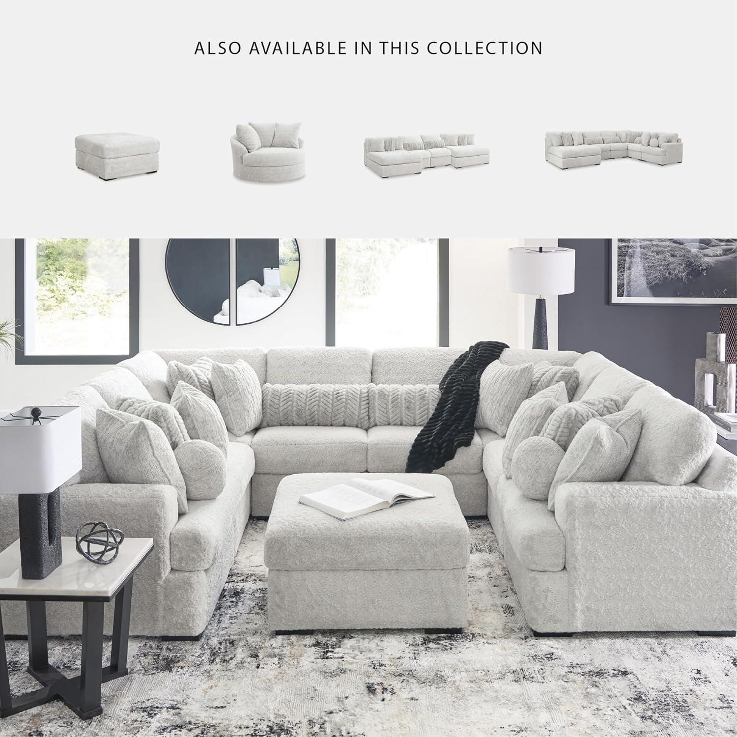imageSignature Design by Ashley Snodoodle Straight Contemporary 3Piece Sectional with Removable Cushion and Reversible Cushion WhiteLeft Hand 6Piece Sectional with Chaise