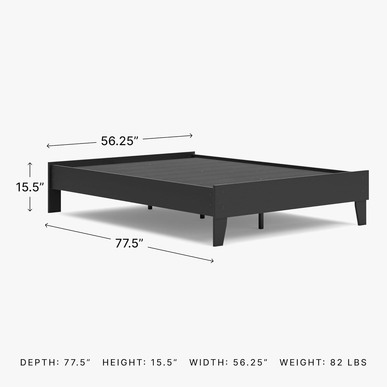 imageSignature Design by Ashley Socalle Contemporary Panel Platform Bed Foundation or Box Spring Not Needed Queen BeigeBlack