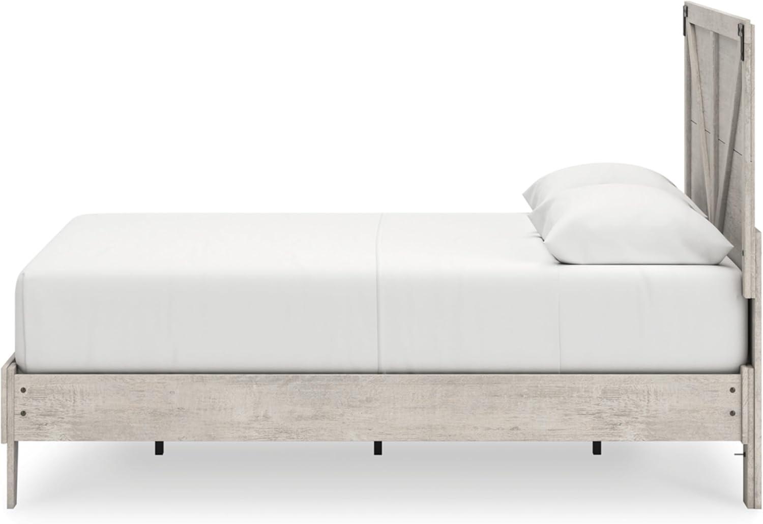 imageSignature Design by Ashley Socalle Contemporary Panel Platform Bed Foundation or Box Spring Not Needed Queen BeigeGrey