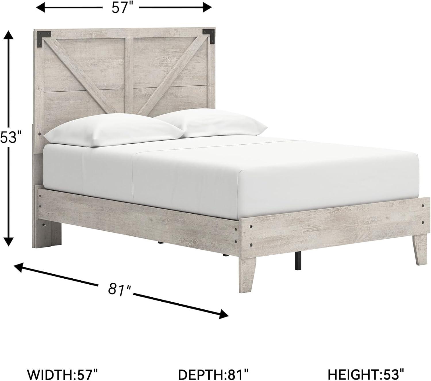 imageSignature Design by Ashley Socalle Contemporary Panel Platform Bed Foundation or Box Spring Not Needed Queen BeigeGrey