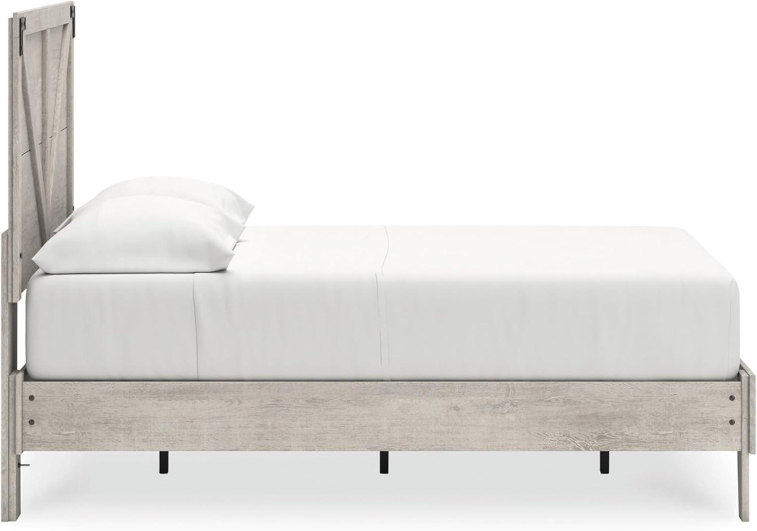 imageSignature Design by Ashley Socalle Contemporary Panel Platform Bed Foundation or Box Spring Not Needed Queen BeigeGrey