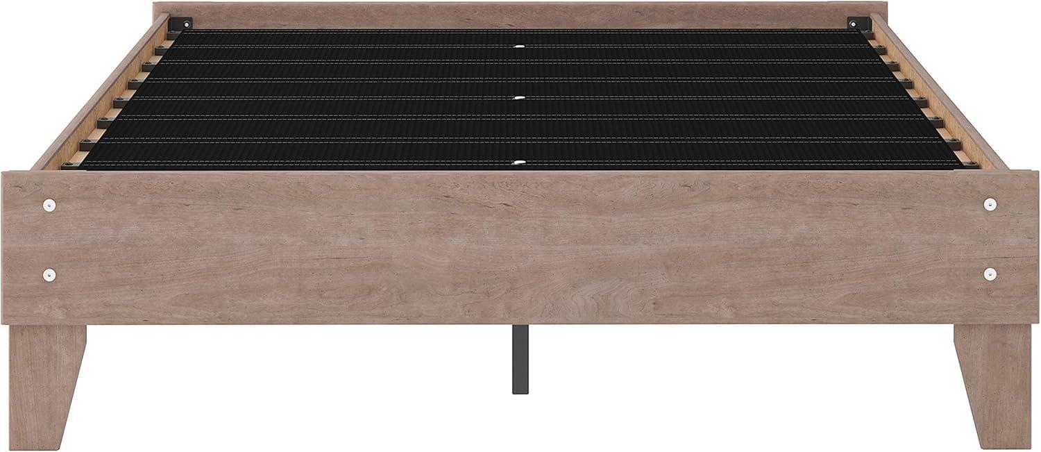 imageSignature Design by Ashley Socalle Contemporary Panel Platform Bed Foundation or Box Spring Not Needed Queen BeigeGrey