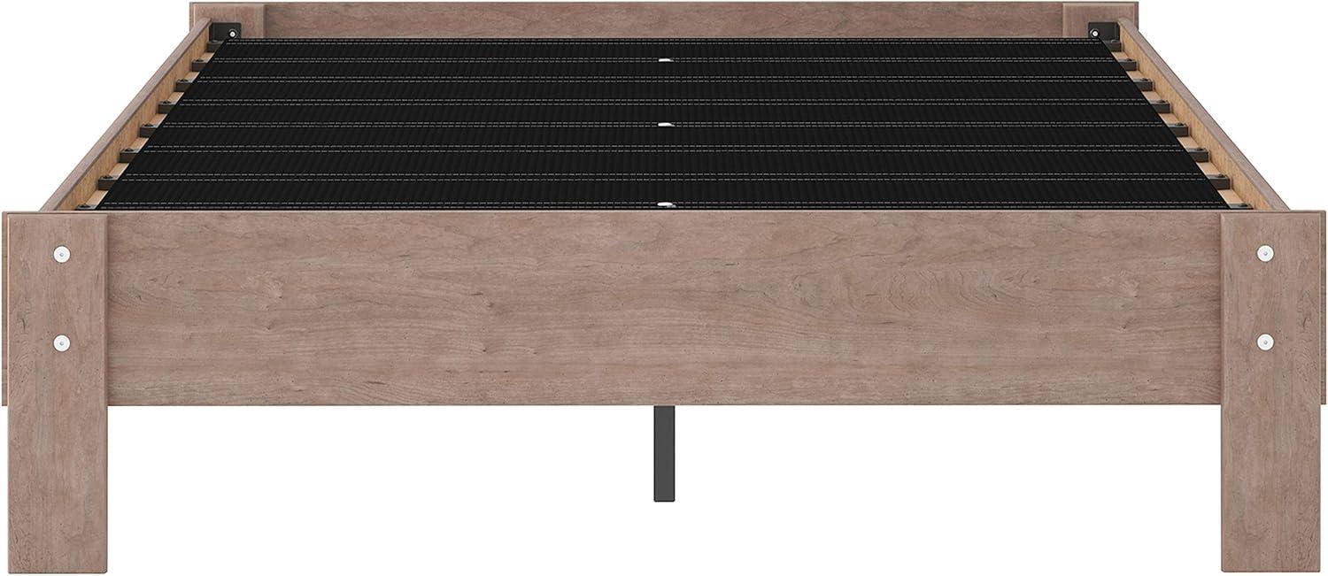 imageSignature Design by Ashley Socalle Contemporary Panel Platform Bed Foundation or Box Spring Not Needed Queen BeigeGrey