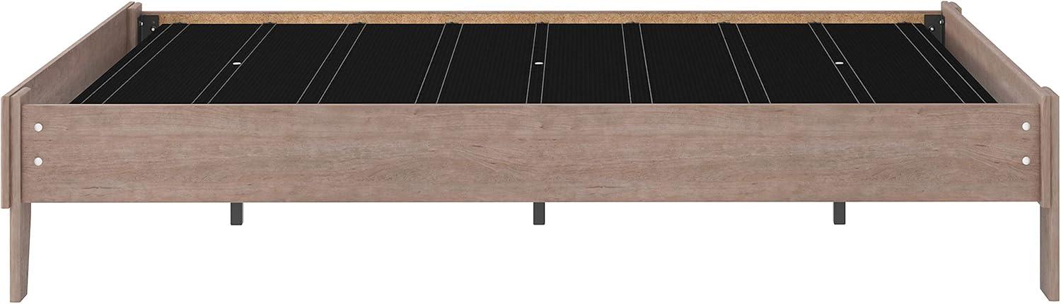 imageSignature Design by Ashley Socalle Contemporary Panel Platform Bed Foundation or Box Spring Not Needed Queen BeigeGrey