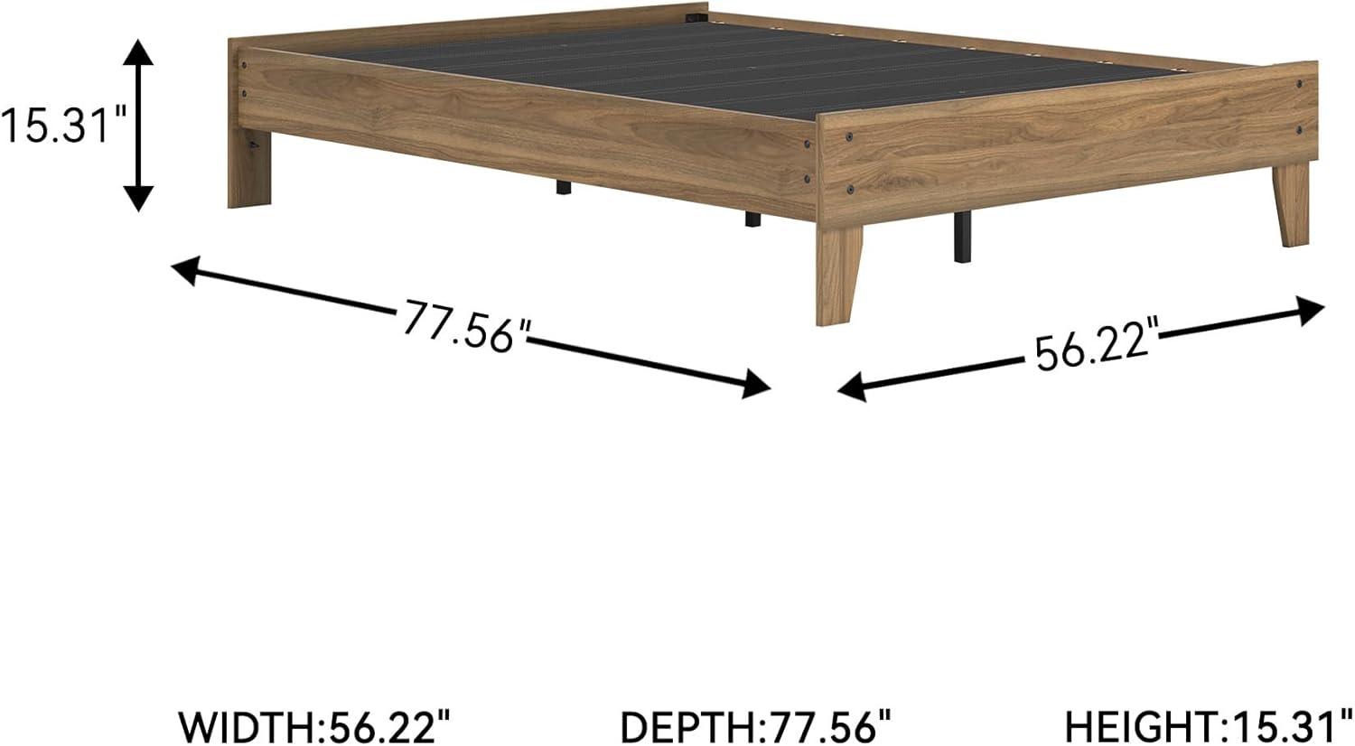 imageSignature Design by Ashley Socalle Contemporary Panel Platform Bed Foundation or Box Spring Not Needed Queen BeigeHoney Brown