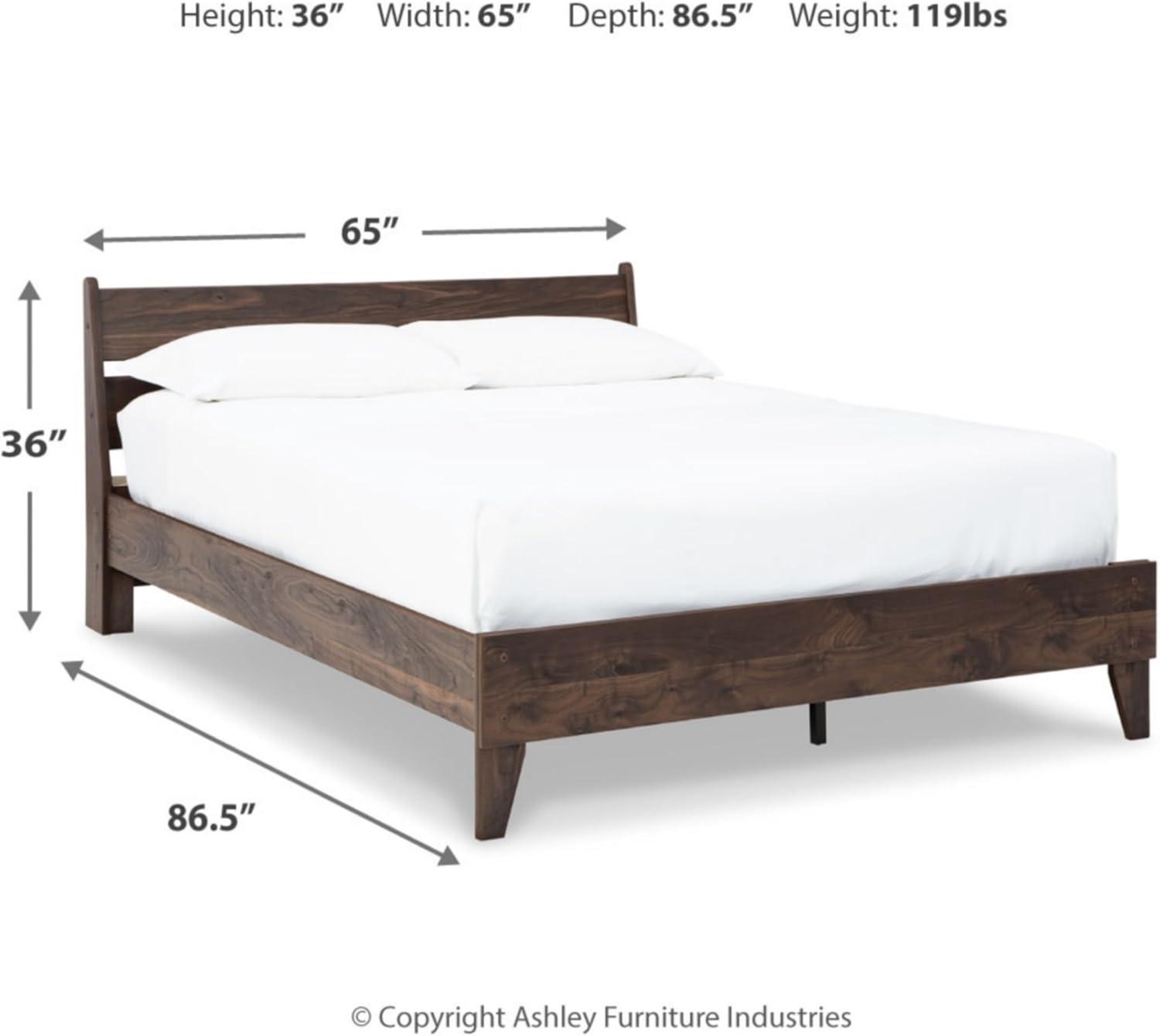 imageSignature Design by Ashley Socalle Contemporary Panel Platform Bed Foundation or Box Spring Not Needed Queen BeigeMocha Brown