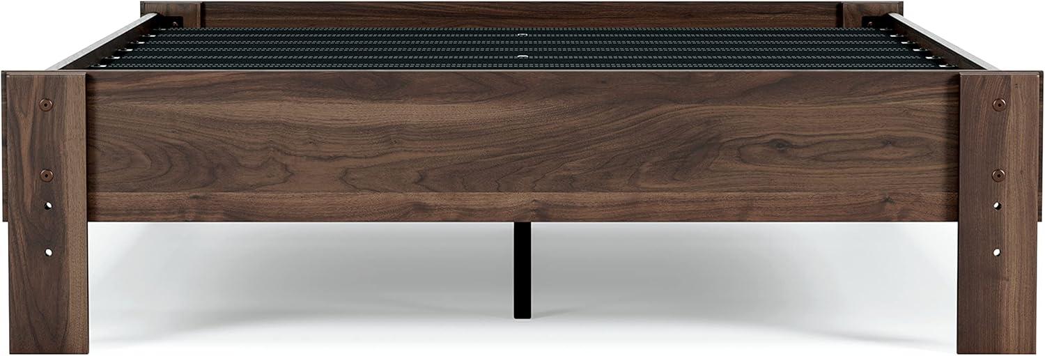 imageSignature Design by Ashley Socalle Contemporary Panel Platform Bed Foundation or Box Spring Not Needed Queen BeigeMocha Brown