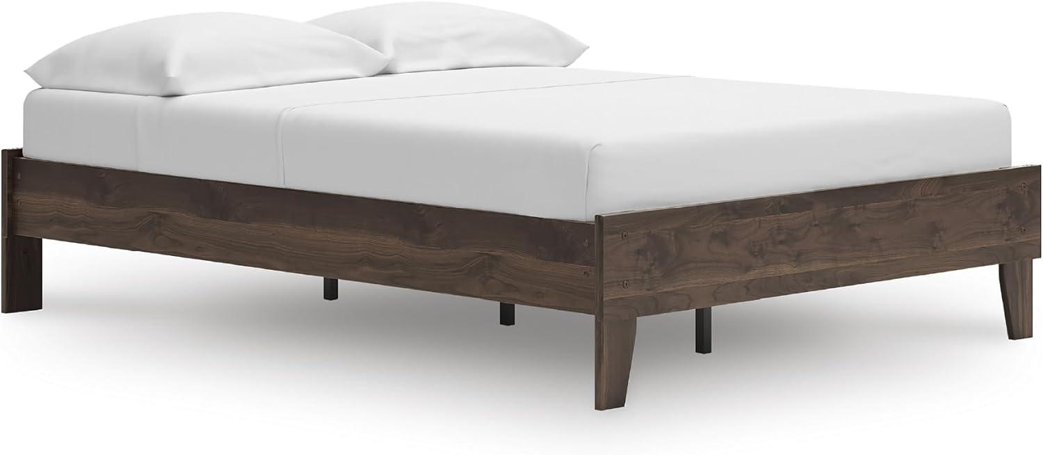 imageSignature Design by Ashley Socalle Contemporary Panel Platform Bed Foundation or Box Spring Not Needed Queen BeigeMocha Brown