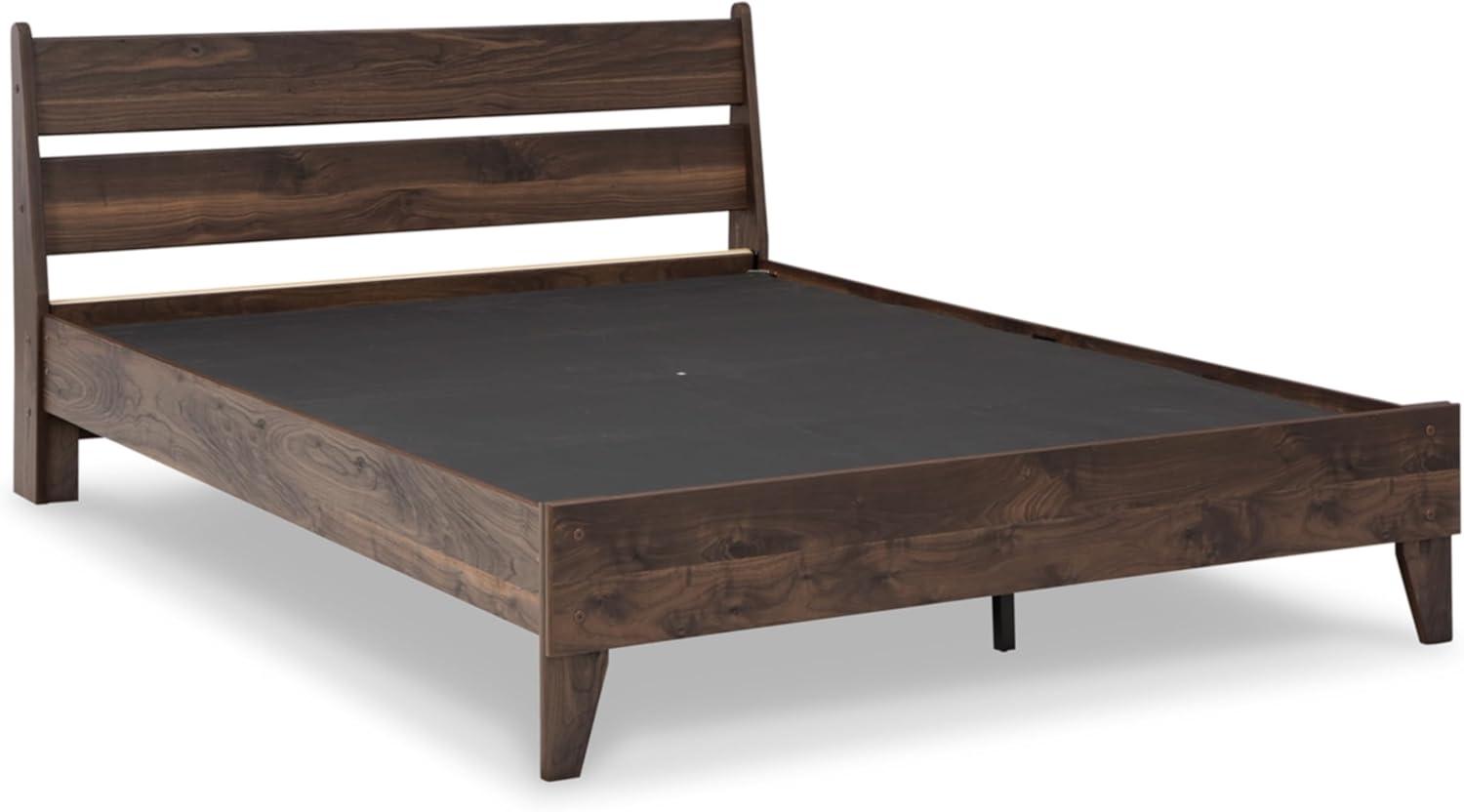 imageSignature Design by Ashley Socalle Contemporary Panel Platform Bed Foundation or Box Spring Not Needed Queen BeigeMocha Brown