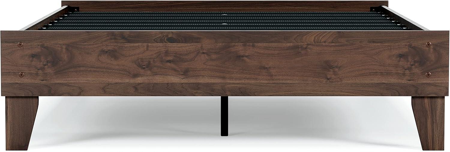 imageSignature Design by Ashley Socalle Contemporary Panel Platform Bed Foundation or Box Spring Not Needed Queen BeigeMocha Brown