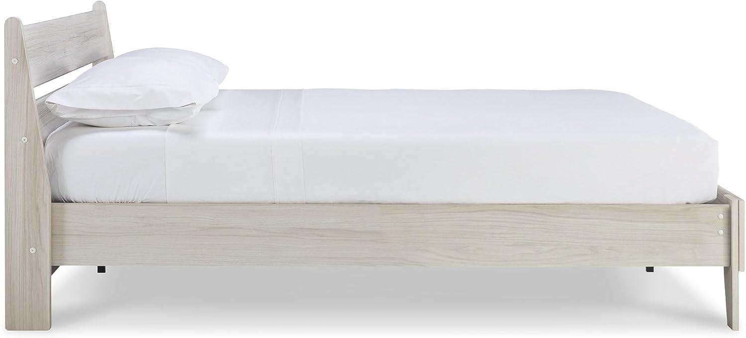 imageSignature Design by Ashley Socalle Contemporary Panel Platform Bed Foundation or Box Spring Not Needed Queen BeigeNatural