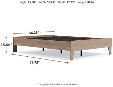 imageSignature Design by Ashley Socalle Contemporary Panel Platform Bed Foundation or Box Spring Not Needed Queen BeigeNatural