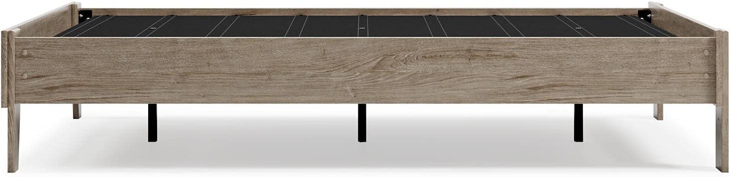 imageSignature Design by Ashley Socalle Contemporary Panel Platform Bed Foundation or Box Spring Not Needed Queen BeigeNatural