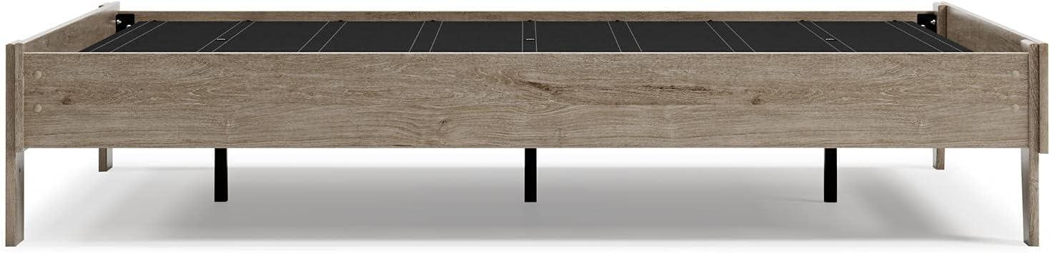 imageSignature Design by Ashley Socalle Contemporary Panel Platform Bed Foundation or Box Spring Not Needed Queen BeigeNatural