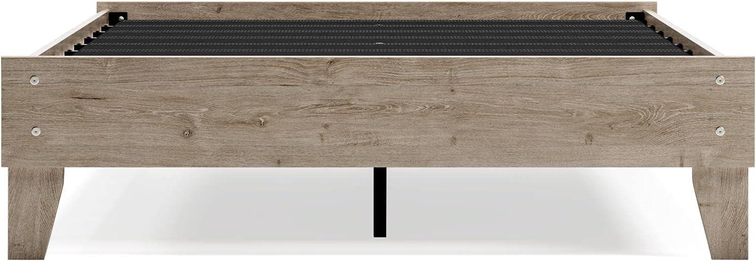 imageSignature Design by Ashley Socalle Contemporary Panel Platform Bed Foundation or Box Spring Not Needed Queen BeigeNatural