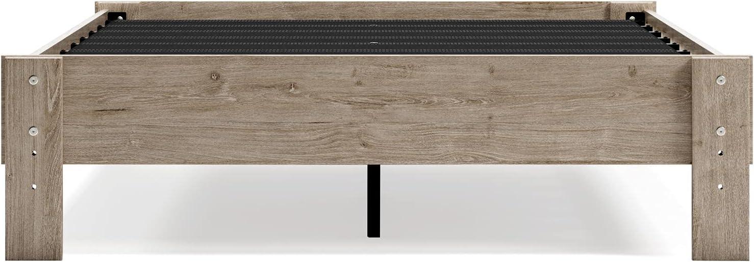 imageSignature Design by Ashley Socalle Contemporary Panel Platform Bed Foundation or Box Spring Not Needed Queen BeigeNatural