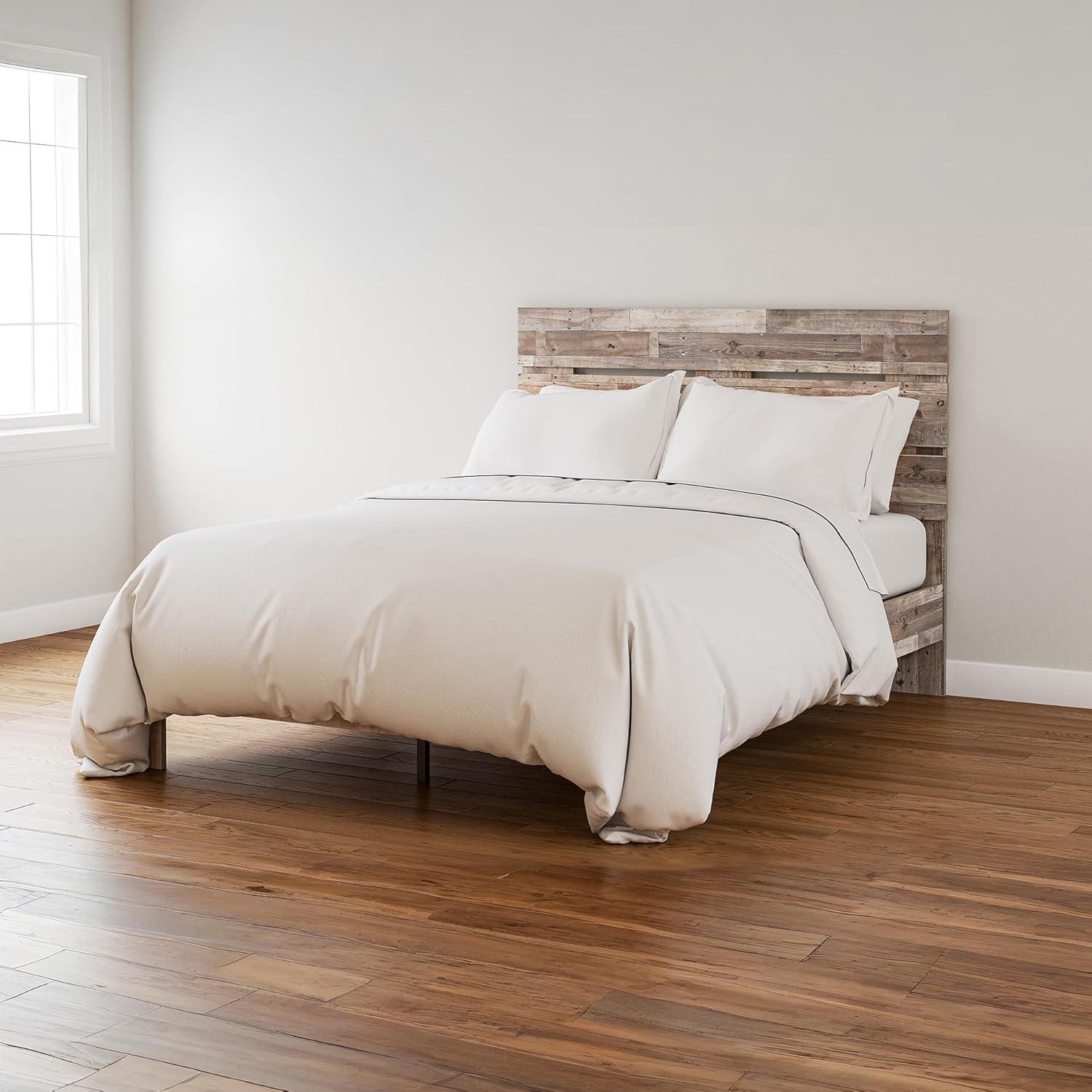 imageSignature Design by Ashley Socalle Contemporary Panel Platform Bed Foundation or Box Spring Not Needed Queen BeigeRustic Natural