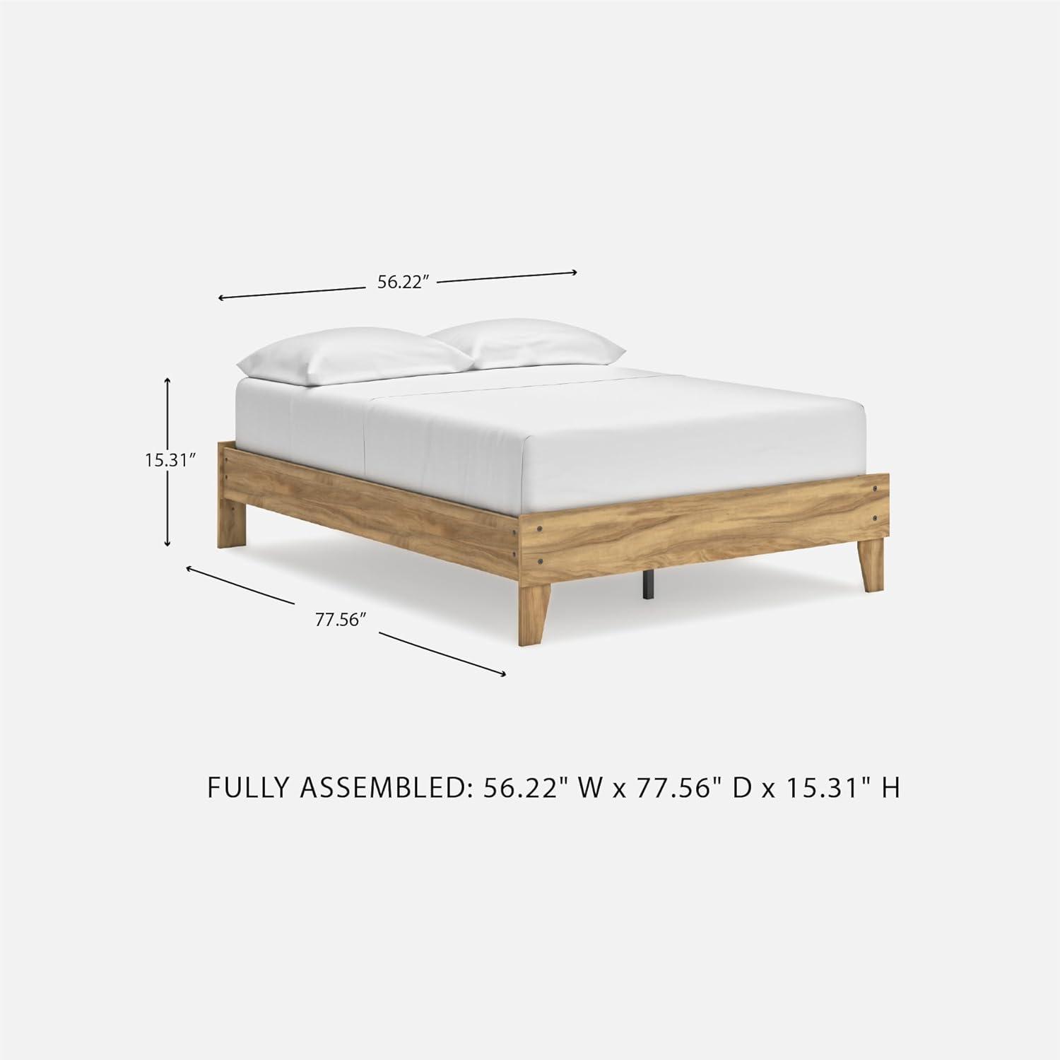 imageSignature Design by Ashley Socalle Contemporary Panel Platform Bed Foundation or Box Spring Not Needed Queen BeigeTan