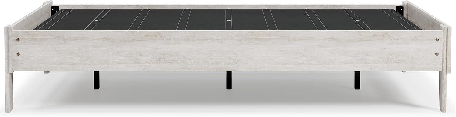 imageSignature Design by Ashley Socalle Contemporary Panel Platform Bed Foundation or Box Spring Not Needed Queen BeigeWhitewash