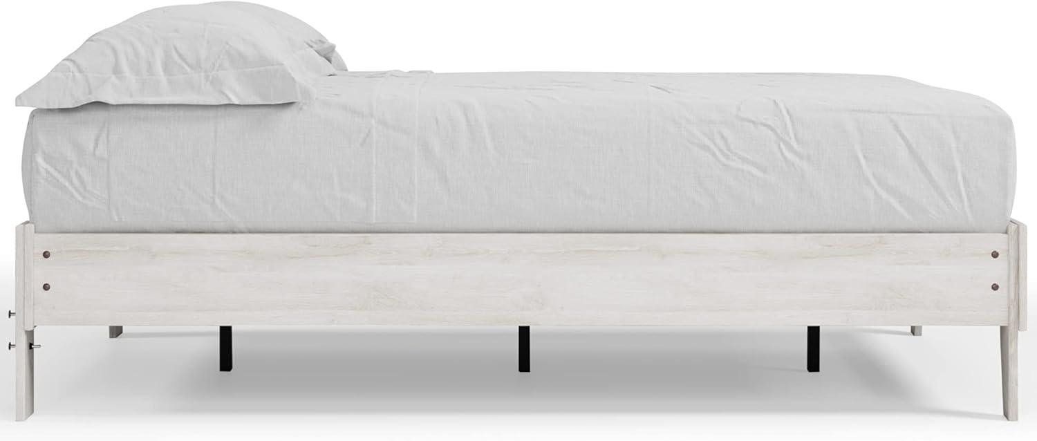 imageSignature Design by Ashley Socalle Contemporary Panel Platform Bed Foundation or Box Spring Not Needed Queen BeigeWhitewash