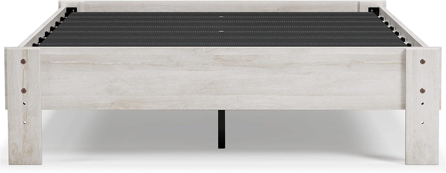 imageSignature Design by Ashley Socalle Contemporary Panel Platform Bed Foundation or Box Spring Not Needed Queen BeigeWhitewash