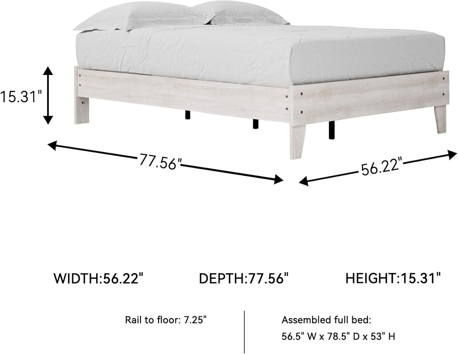 imageSignature Design by Ashley Socalle Contemporary Panel Platform Bed Foundation or Box Spring Not Needed Queen BeigeWhitewash