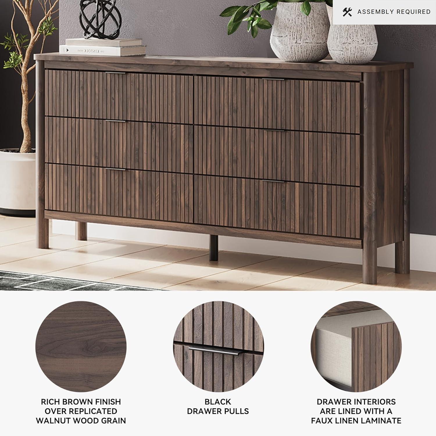imageSignature Design by Ashley Symarro Casual 6Drawer Dresser with Walnut Finish Dark Brown