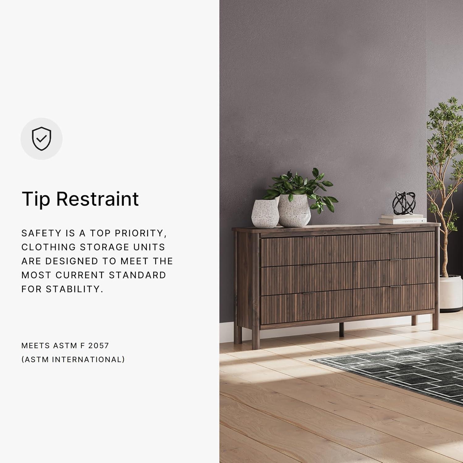 imageSignature Design by Ashley Symarro Casual 6Drawer Dresser with Walnut Finish Dark Brown