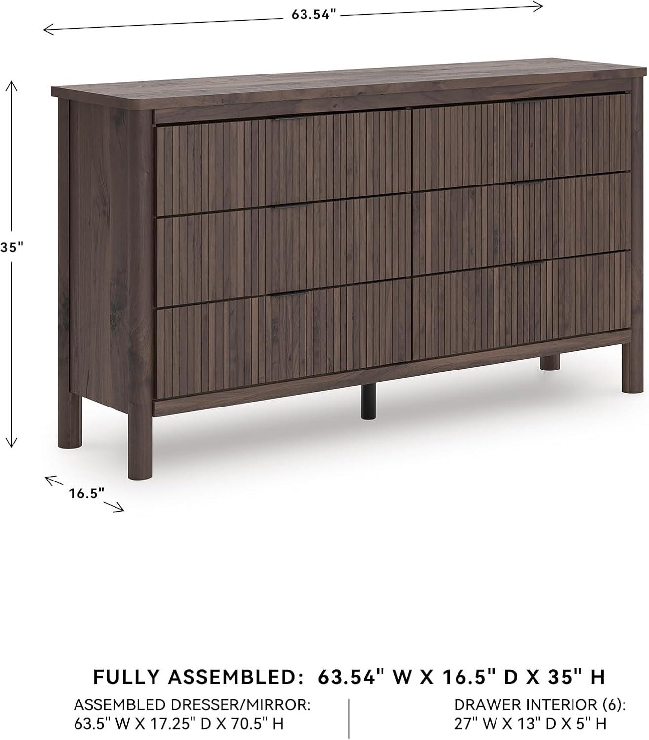 imageSignature Design by Ashley Symarro Casual 6Drawer Dresser with Walnut Finish Dark Brown