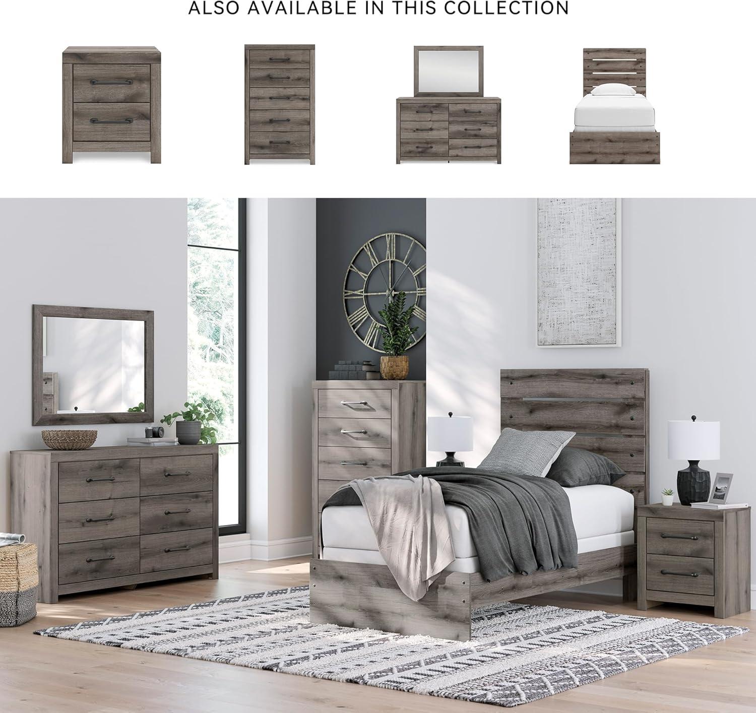 imageSignature Design by Ashley Urbanoore Rustic Panel Bed Foundation or Box Spring Needed Queen GrayPanel Bed