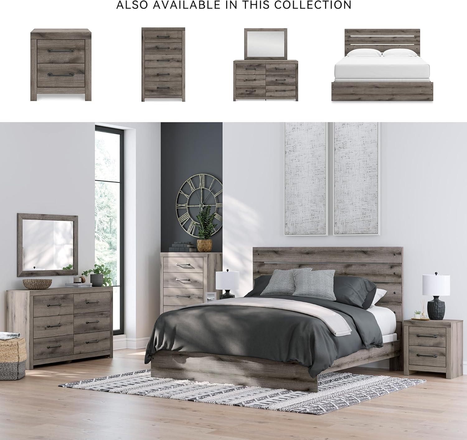 imageSignature Design by Ashley Urbanoore Rustic Panel Bed Foundation or Box Spring Needed Queen GrayPanel Bed