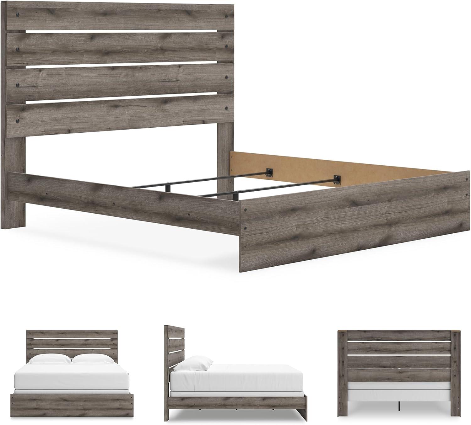 imageSignature Design by Ashley Urbanoore Rustic Panel Bed Foundation or Box Spring Needed Queen GrayPanel Bed