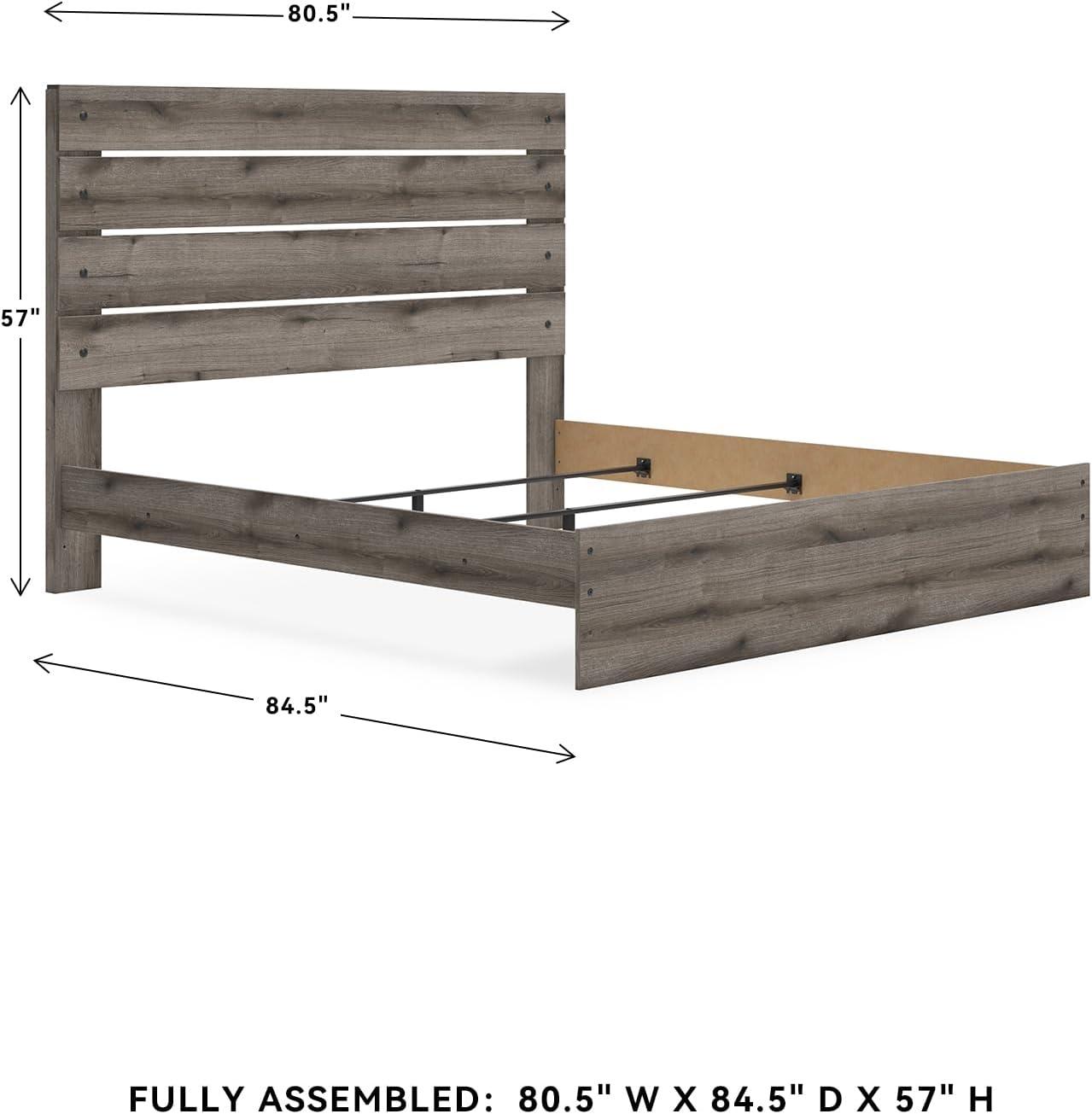imageSignature Design by Ashley Urbanoore Rustic Panel Bed Foundation or Box Spring Needed Queen GrayPanel Bed