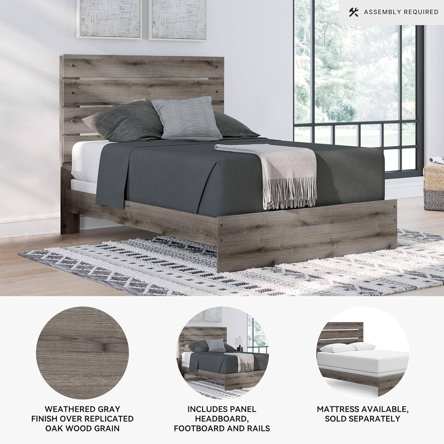 imageSignature Design by Ashley Urbanoore Rustic Panel Bed Foundation or Box Spring Needed Queen GrayPanel Bed